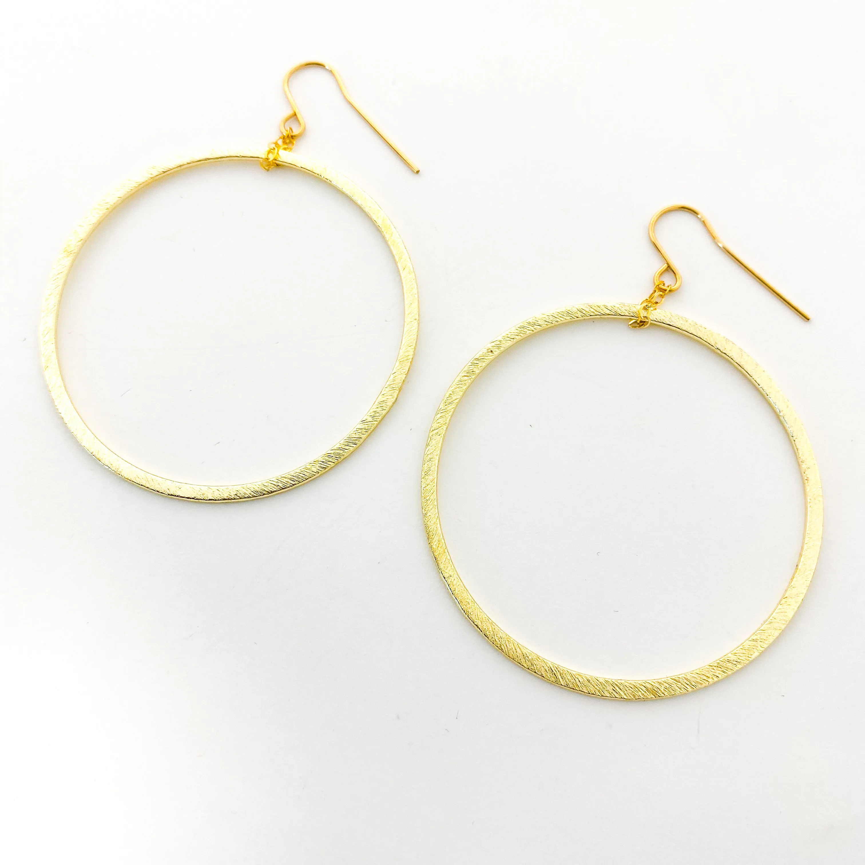 Chloe Hanging Brushed Hoop Earrings