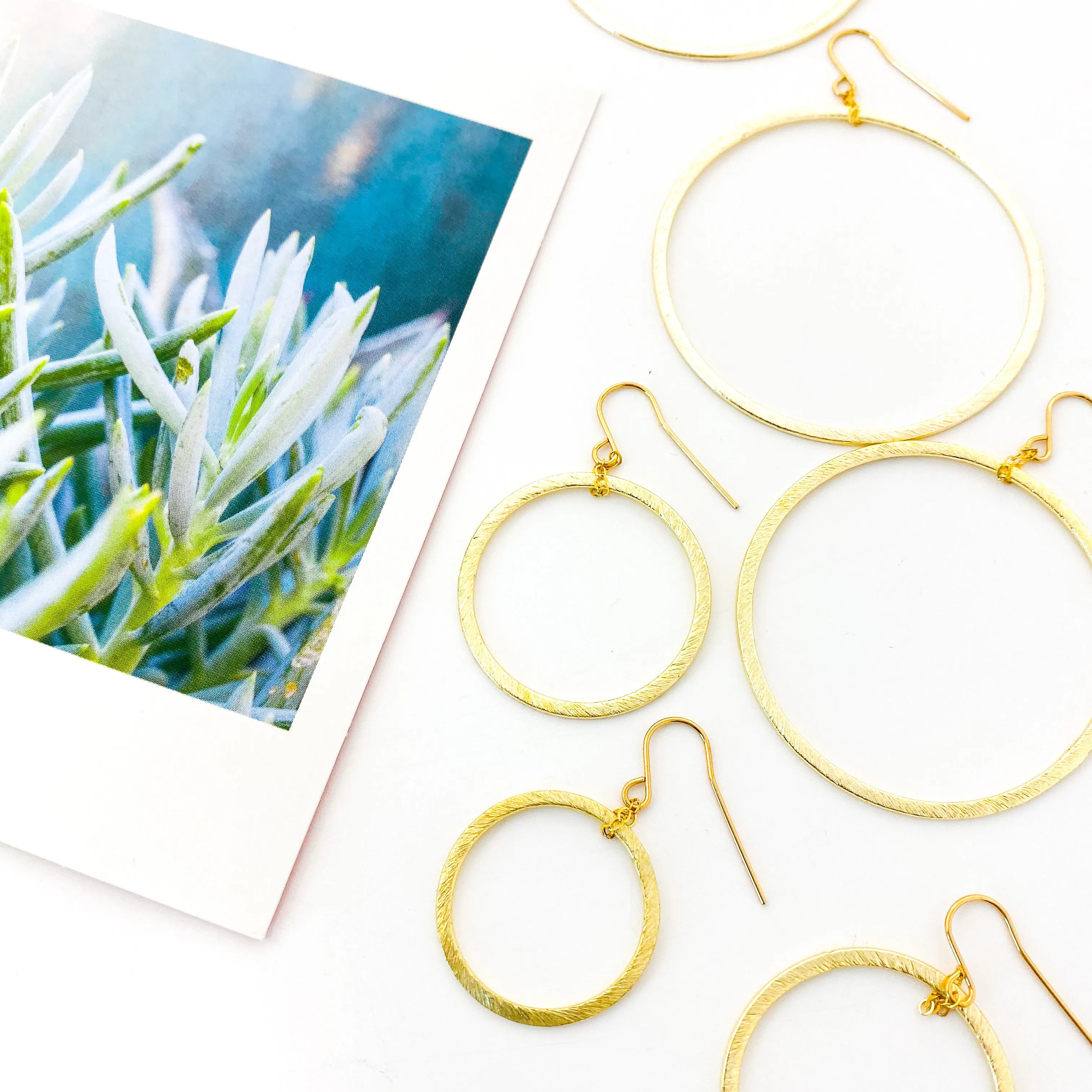 Chloe Hanging Brushed Hoop Earrings