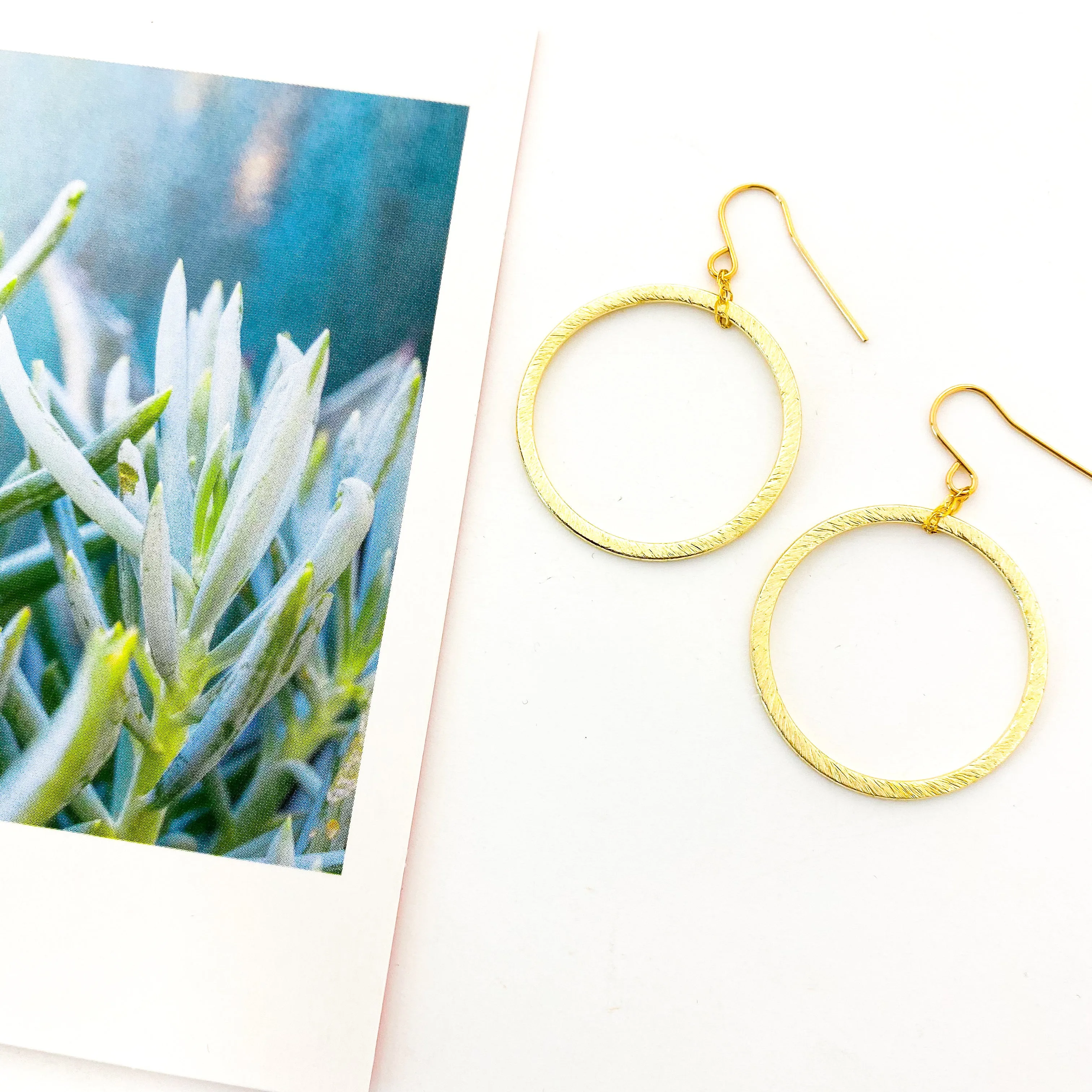 Chloe Hanging Brushed Hoop Earrings