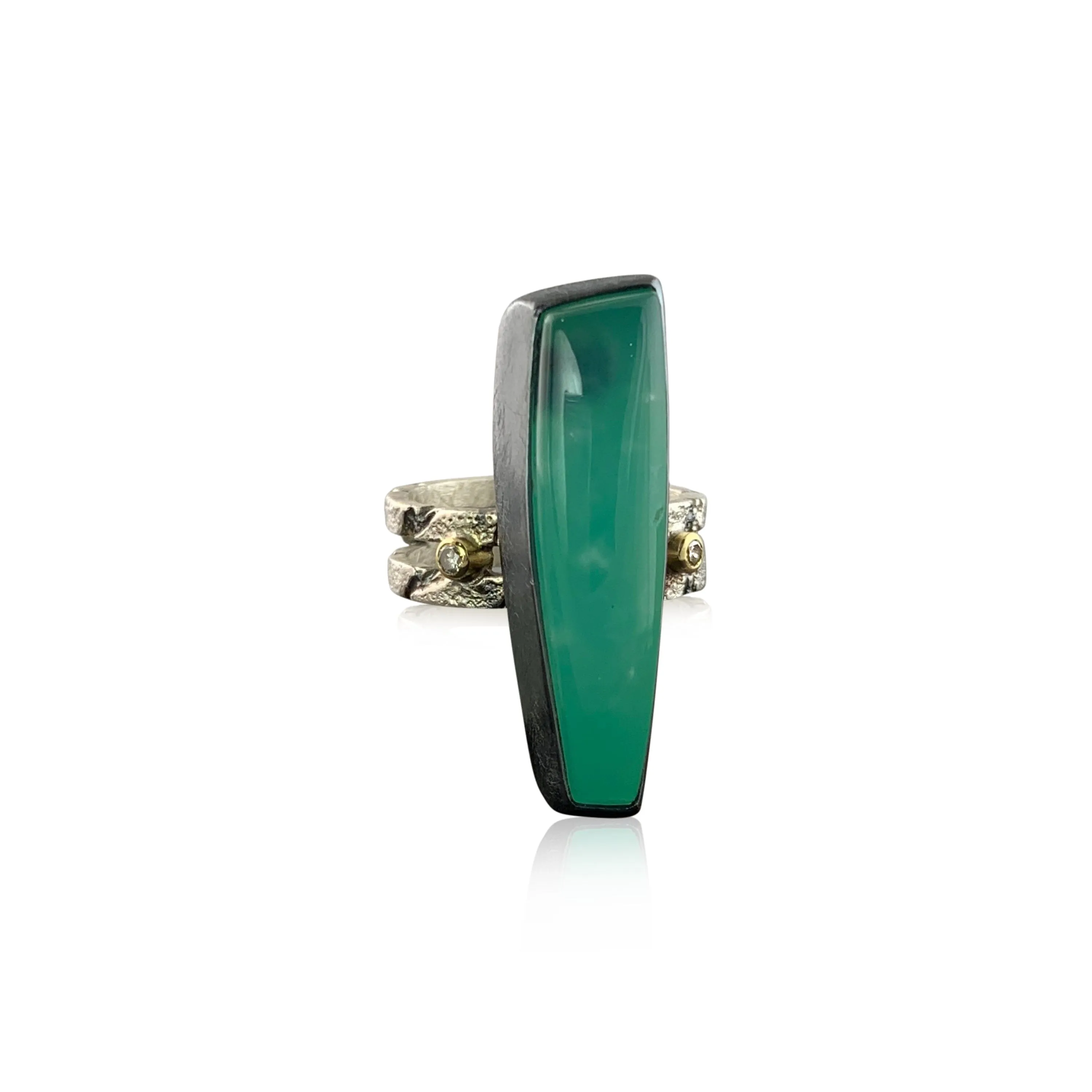 Chrysoprase Double-Band Ring