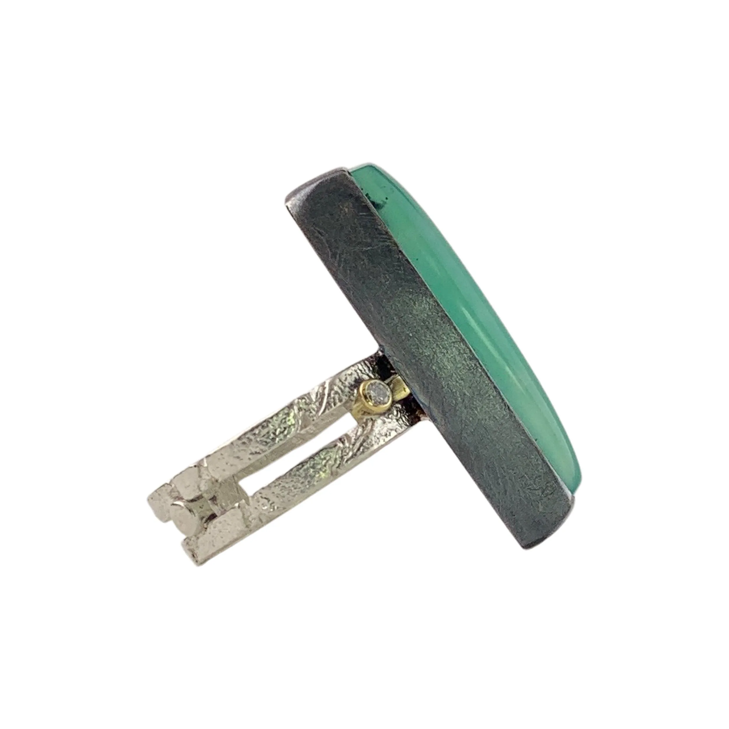 Chrysoprase Double-Band Ring
