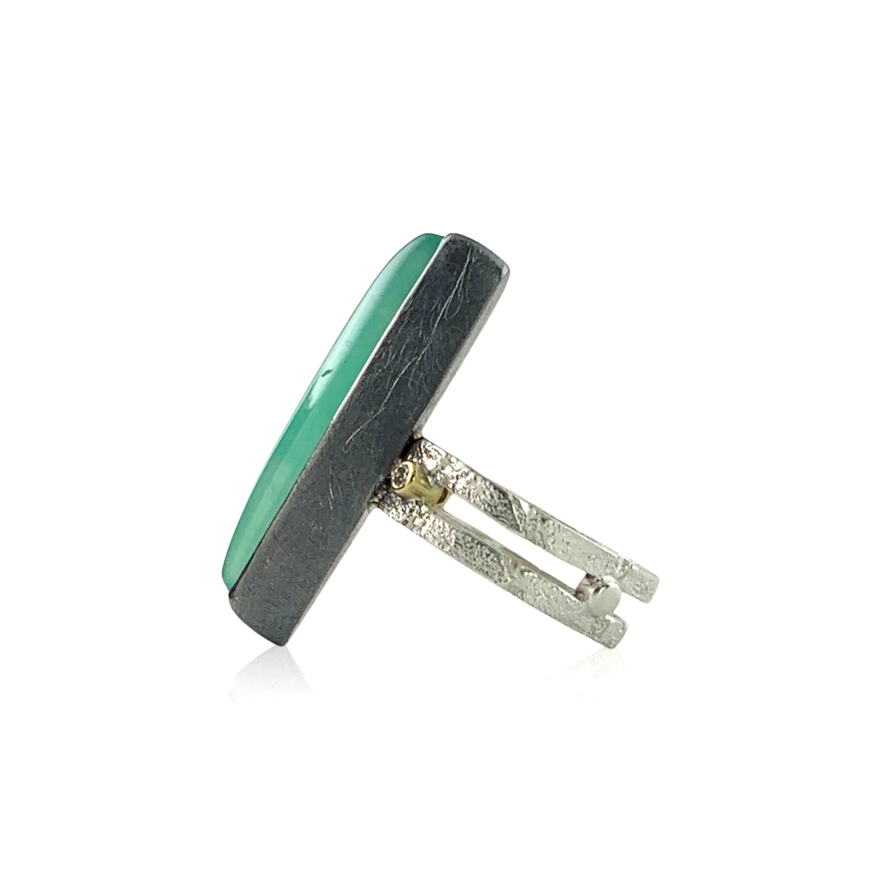 Chrysoprase Double-Band Ring
