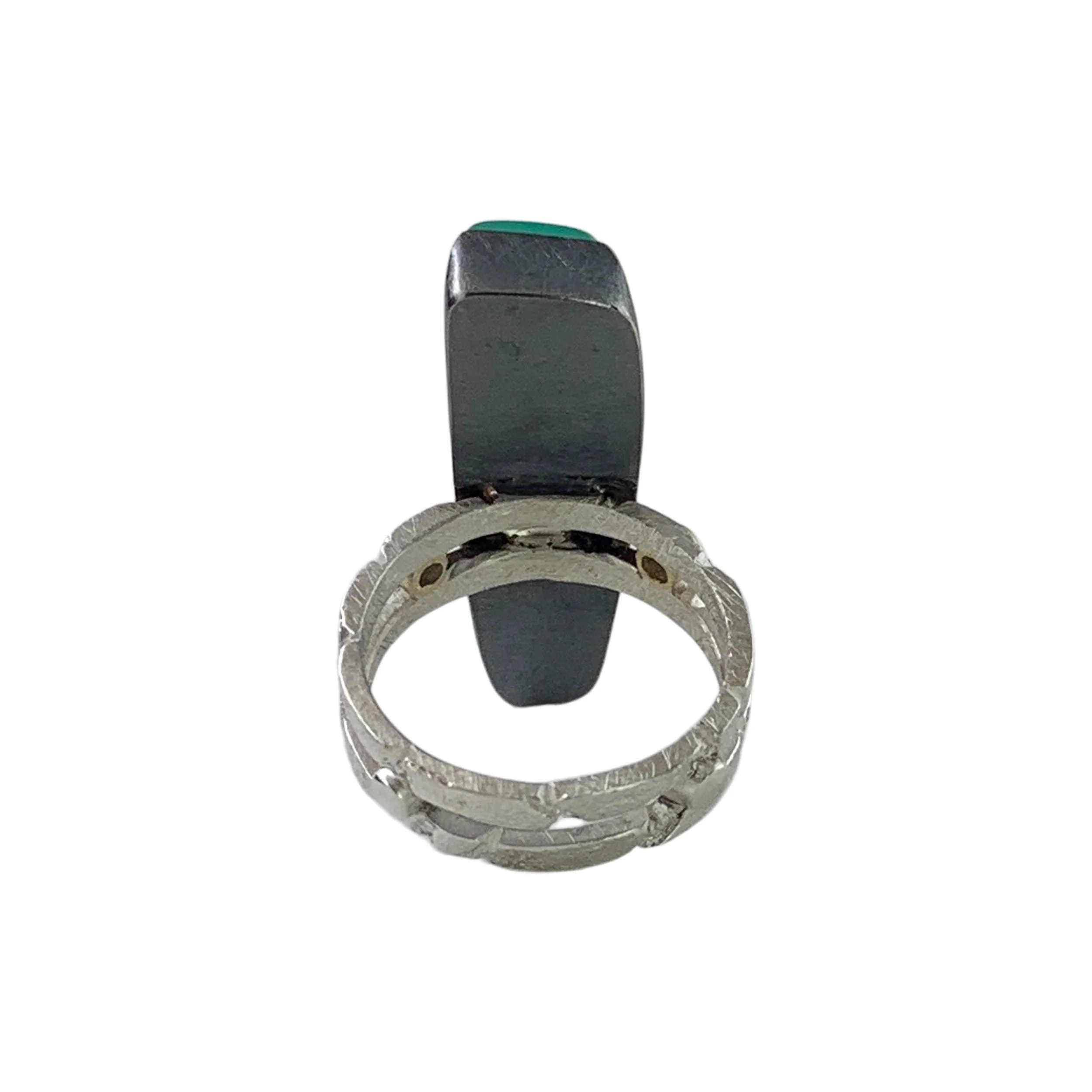 Chrysoprase Double-Band Ring