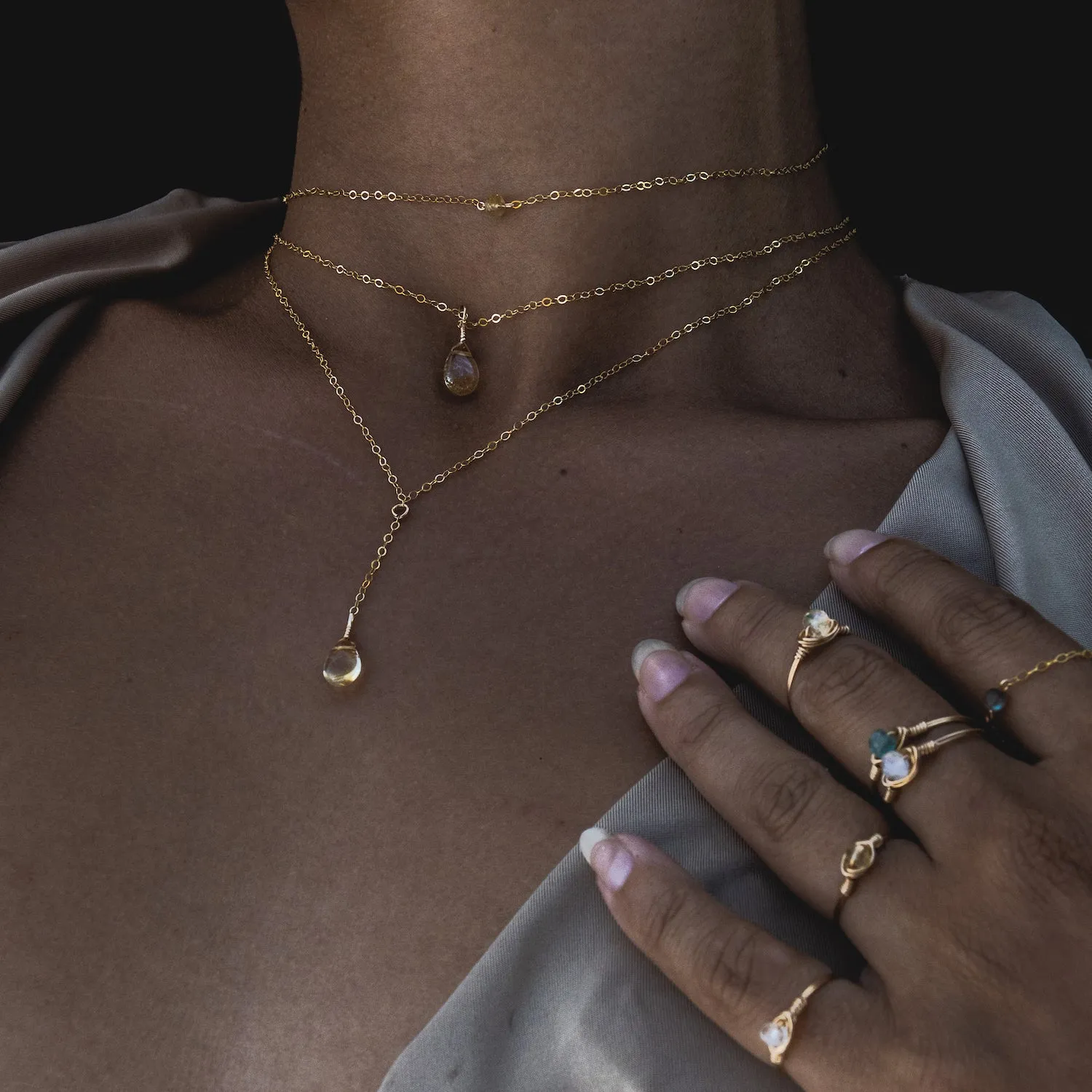 Citrine Lariat Necklace
