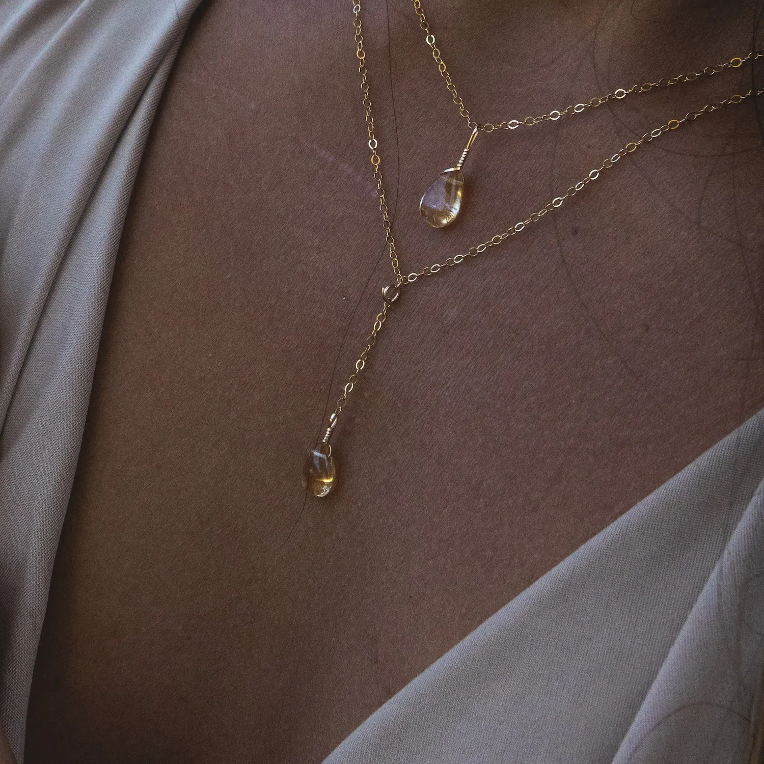 Citrine Lariat Necklace