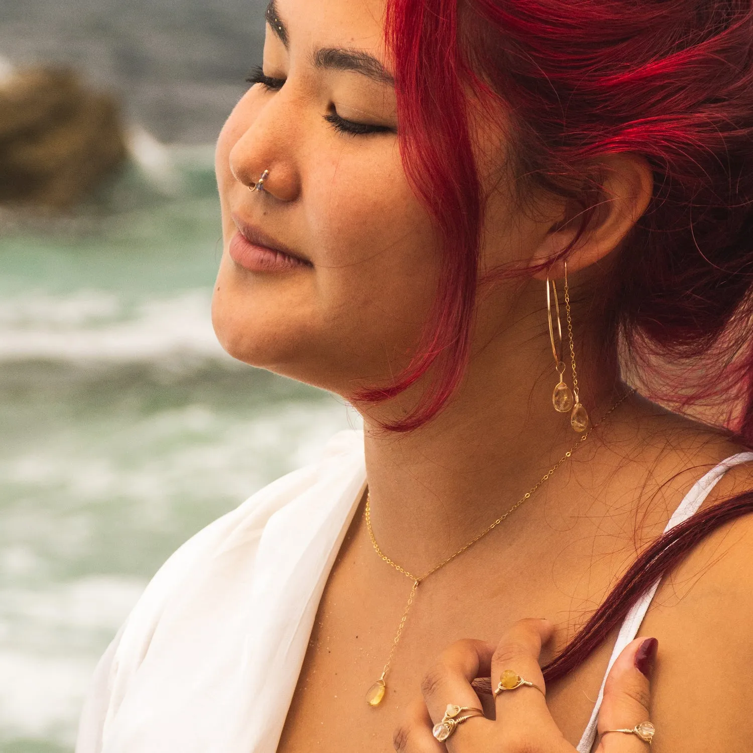 Citrine Lariat Necklace