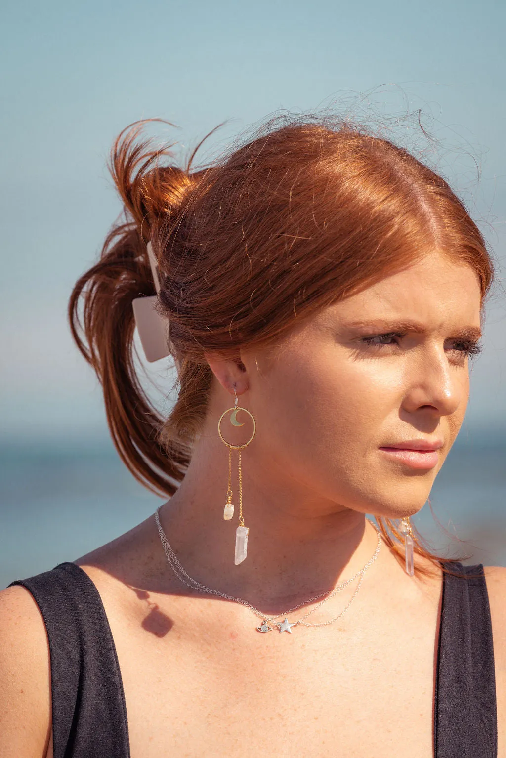 Clarity Citrine & Quartz Dangles- 14k Earring Hooks.