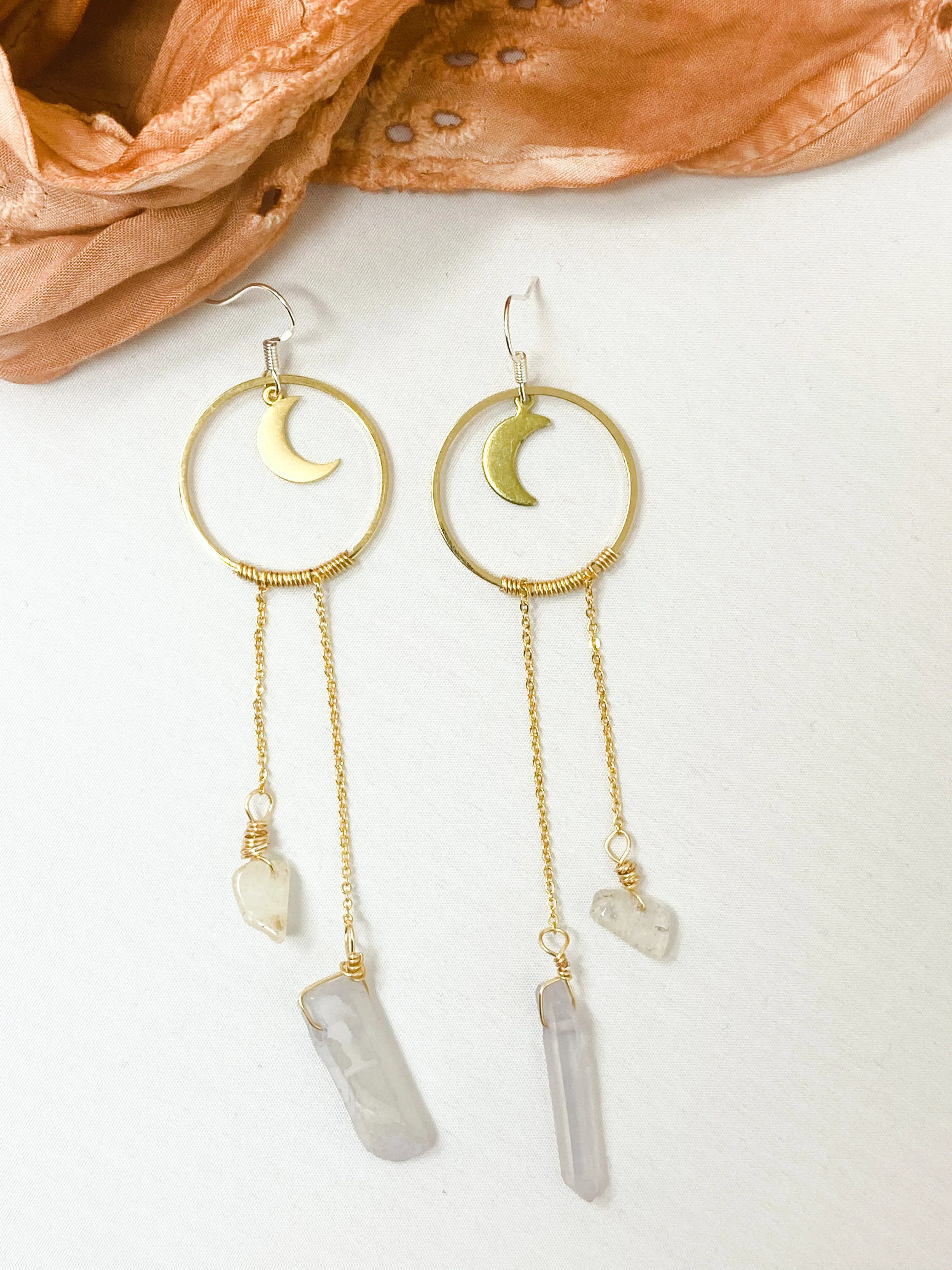 Clarity Citrine & Quartz Dangles- 14k Earring Hooks.