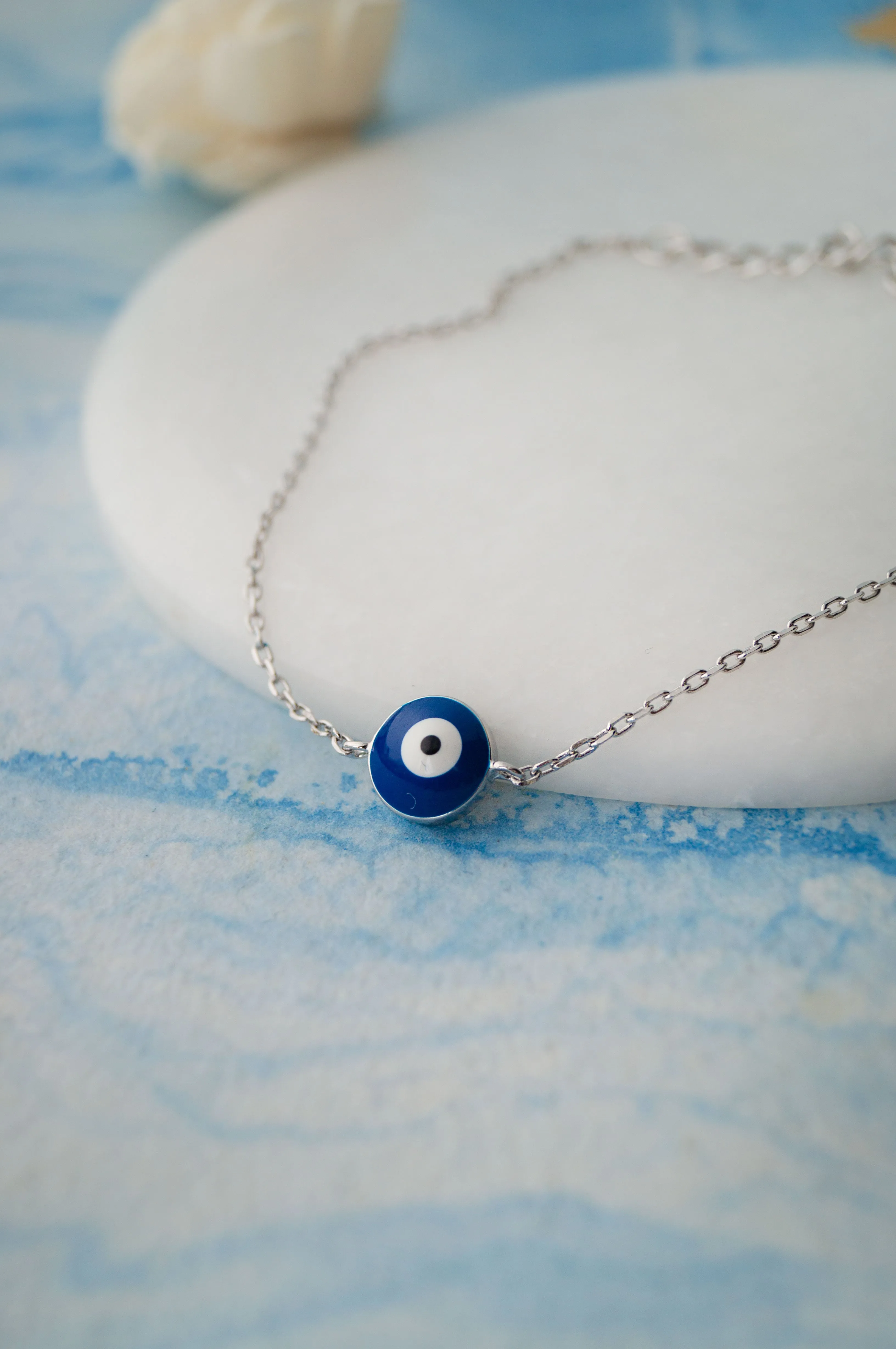 Classic Evil Eye Sterling Silver Chain Bracelet