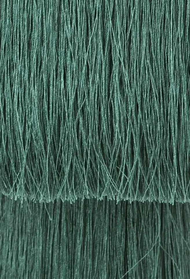 Collata Cotton Tasseled and Textured Table Lamp in Emerald
