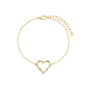 Colored Enamel Open Heart Bracelet