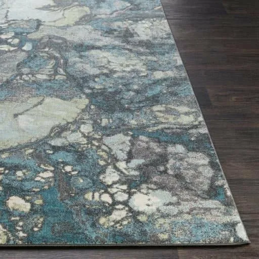Contemporary Mosaic Patterned Area Rug in Blue