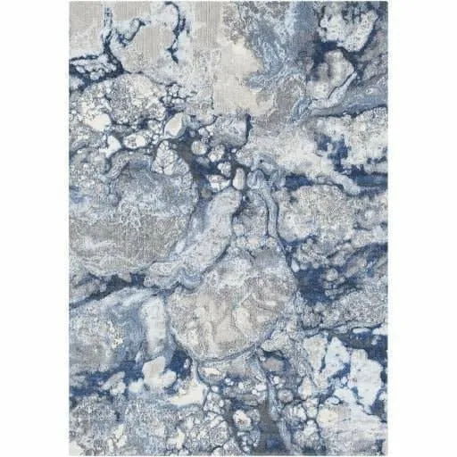 Contemporary Mosaic Patterned Area Rug in Blue