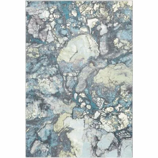 Contemporary Mosaic Patterned Area Rug in Blue