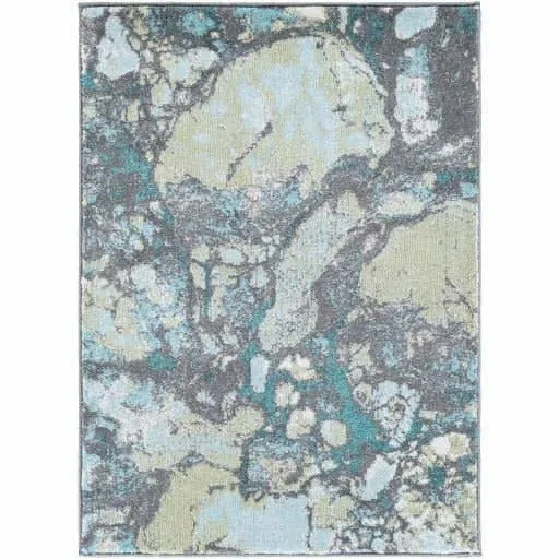Contemporary Mosaic Patterned Area Rug in Blue