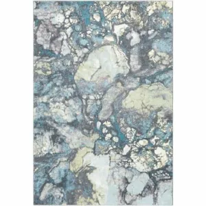 Contemporary Mosaic Patterned Area Rug in Blue