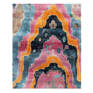 Contemporary Prismatic Peaks Hand Knotted Rug