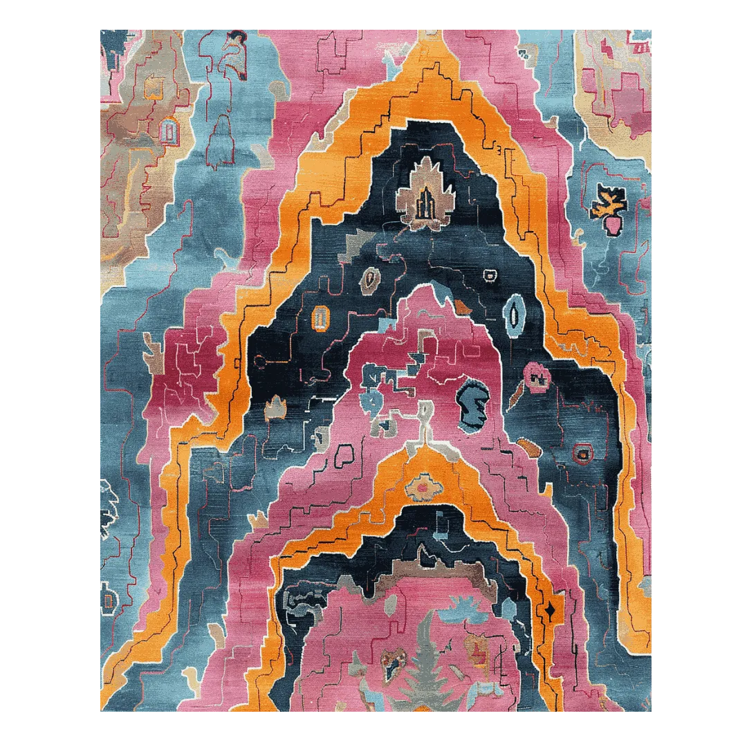 Contemporary Prismatic Peaks Hand Knotted Rug