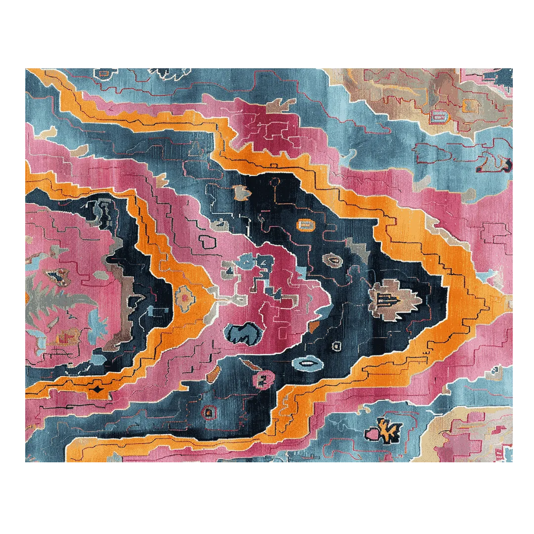Contemporary Prismatic Peaks Hand Knotted Rug
