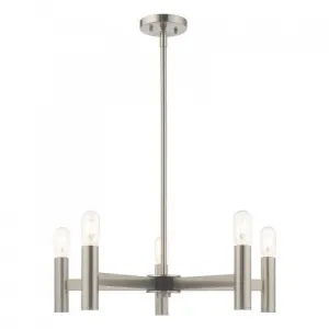 COPENHAGEN 5 LIGHT CHANDELIER, BRUSHED NICKEL