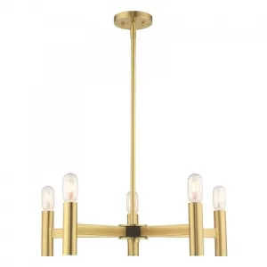 COPENHAGEN 5 LIGHT CHANDELIER, SATIN BRASS