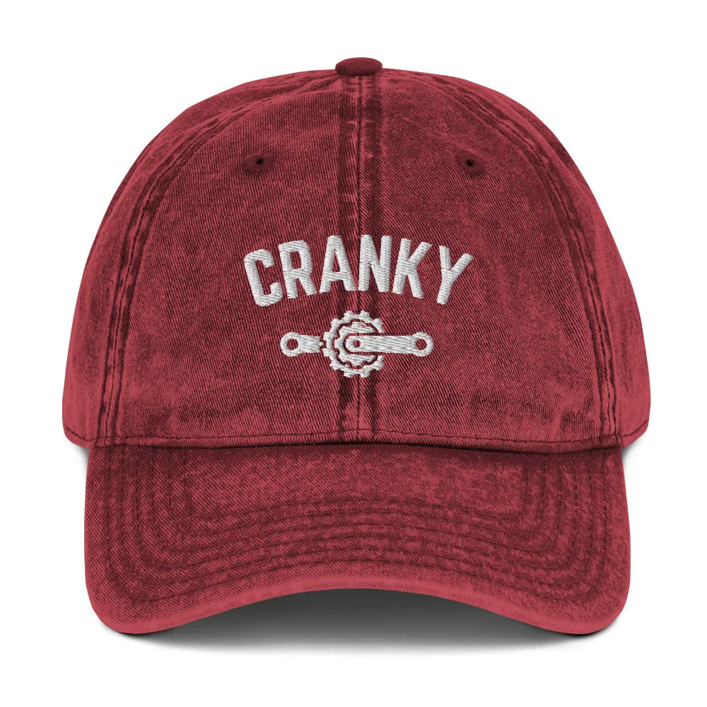 Cranky Vintage Cotton Twill Cap, Cycling Cap, Funny Bike Hat, Bike Lover Gift, Cycling Gift, Cyclist Clothes, BMX, Mountain Bike Hat