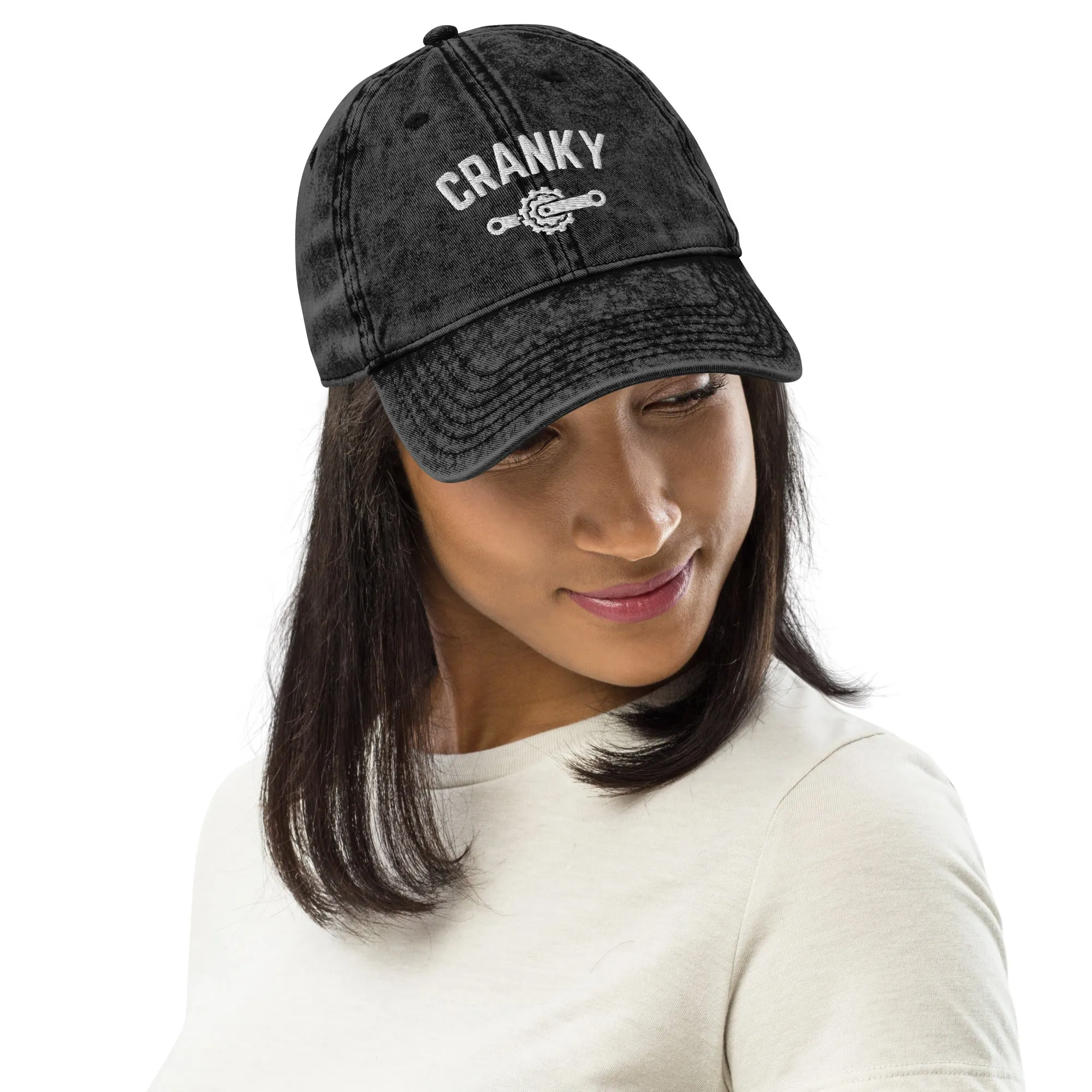 Cranky Vintage Cotton Twill Cap, Cycling Cap, Funny Bike Hat, Bike Lover Gift, Cycling Gift, Cyclist Clothes, BMX, Mountain Bike Hat