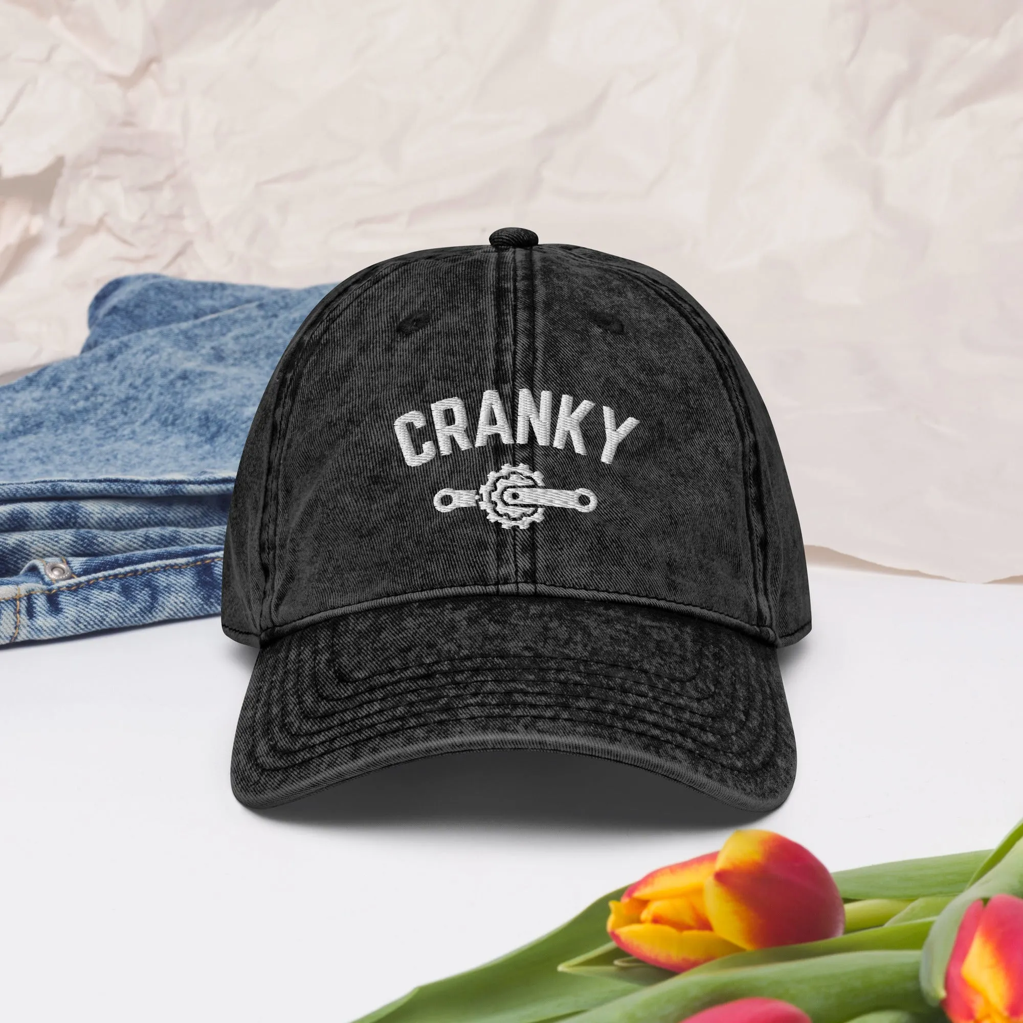 Cranky Vintage Cotton Twill Cap, Cycling Cap, Funny Bike Hat, Bike Lover Gift, Cycling Gift, Cyclist Clothes, BMX, Mountain Bike Hat