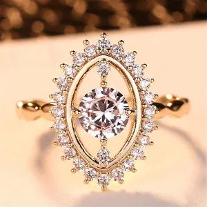Cubic Zirconia & 18K Gold-Plated Eye Ring