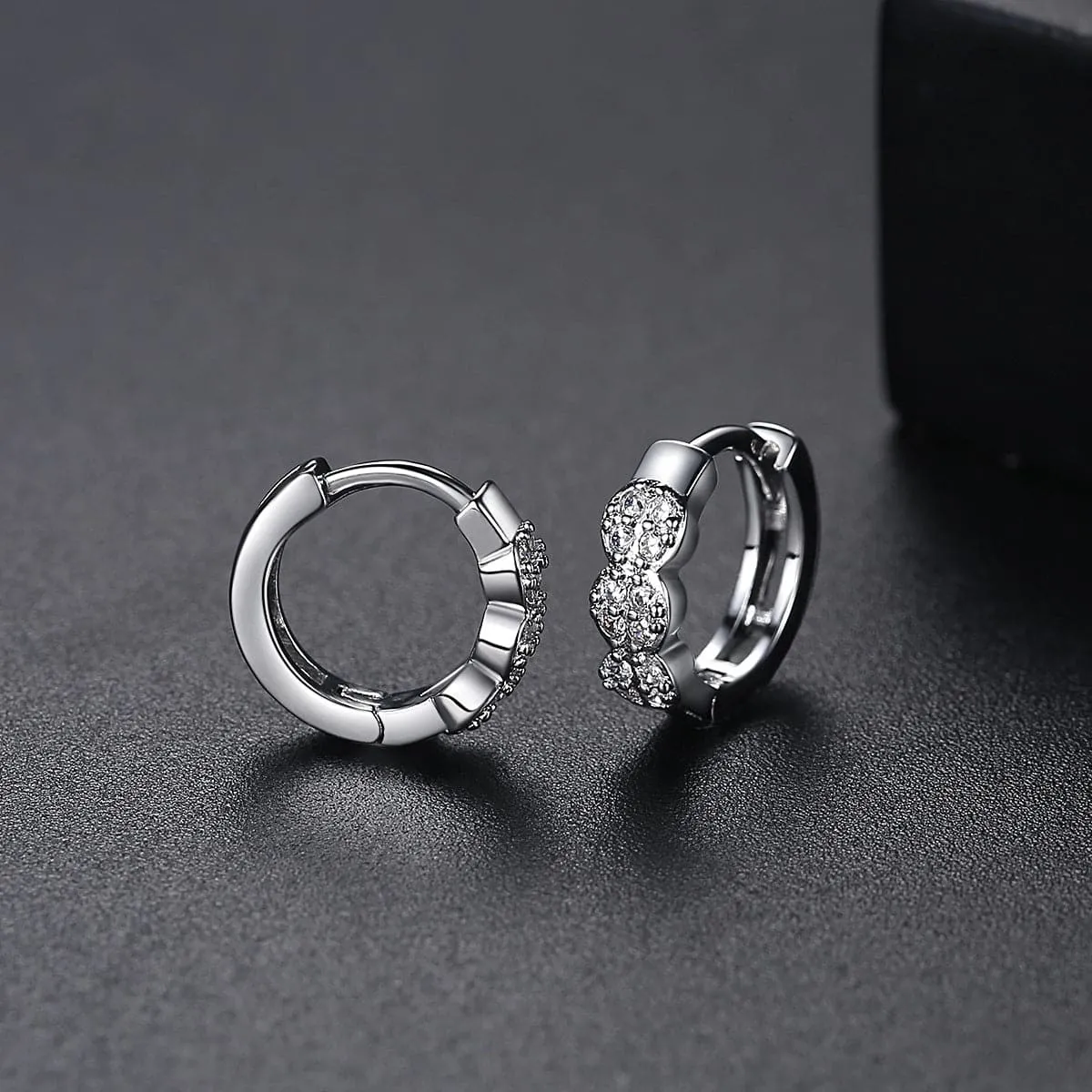 Cubic Zirconia & Silver-Plated Round Huggie Earrings