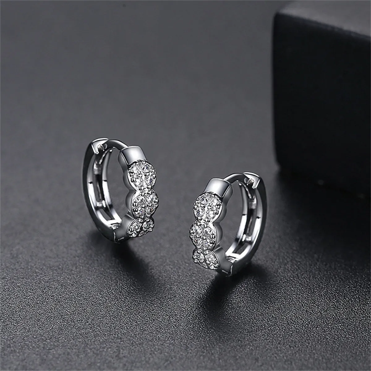 Cubic Zirconia & Silver-Plated Round Huggie Earrings