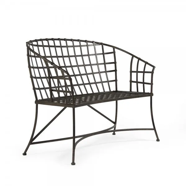 Curved Back Iron Bench in Bronze Finish