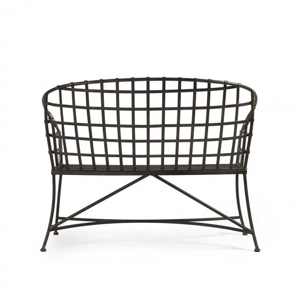 Curved Back Iron Bench in Bronze Finish