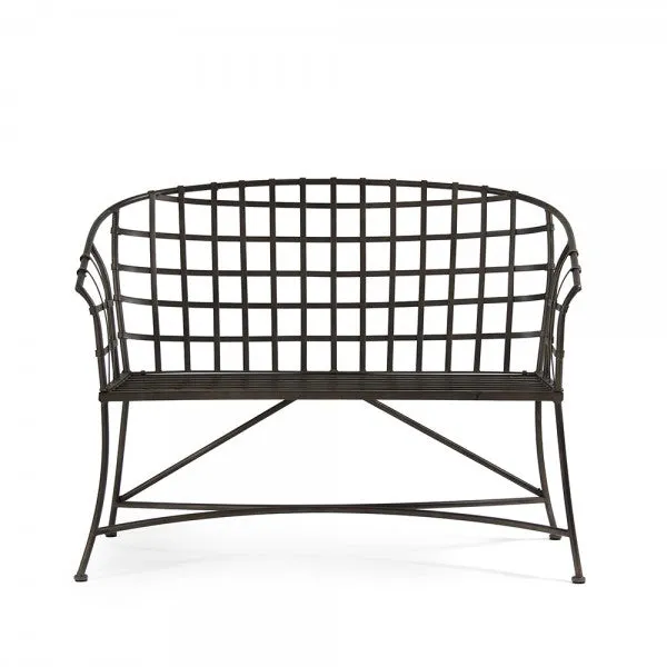 Curved Back Iron Bench in Bronze Finish