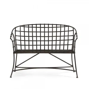 Curved Back Iron Bench in Bronze Finish