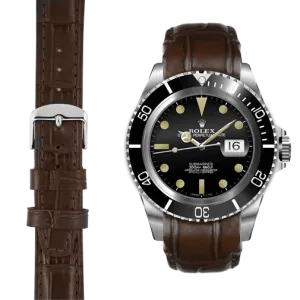 Curved End Leather Strap for Rolex Submariner Date with Tang Buckle