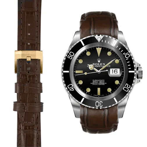 Curved End Leather Strap for Rolex Submariner Date with Tang Buckle