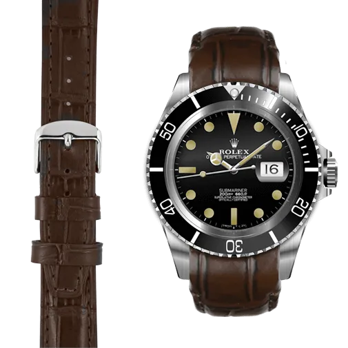 Curved End Leather Strap for Rolex Submariner Date with Tang Buckle
