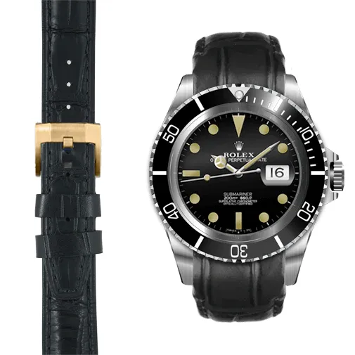 Curved End Leather Strap for Rolex Submariner Date with Tang Buckle