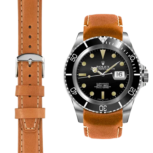 Curved End Leather Strap for Rolex Submariner Date with Tang Buckle