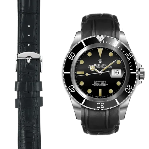 Curved End Leather Strap for Rolex Submariner Date with Tang Buckle