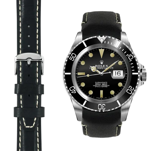 Curved End Leather Strap for Rolex Submariner Date with Tang Buckle