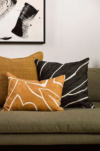 Cushion - Jemila with Feather Inner - Black/Ivory
