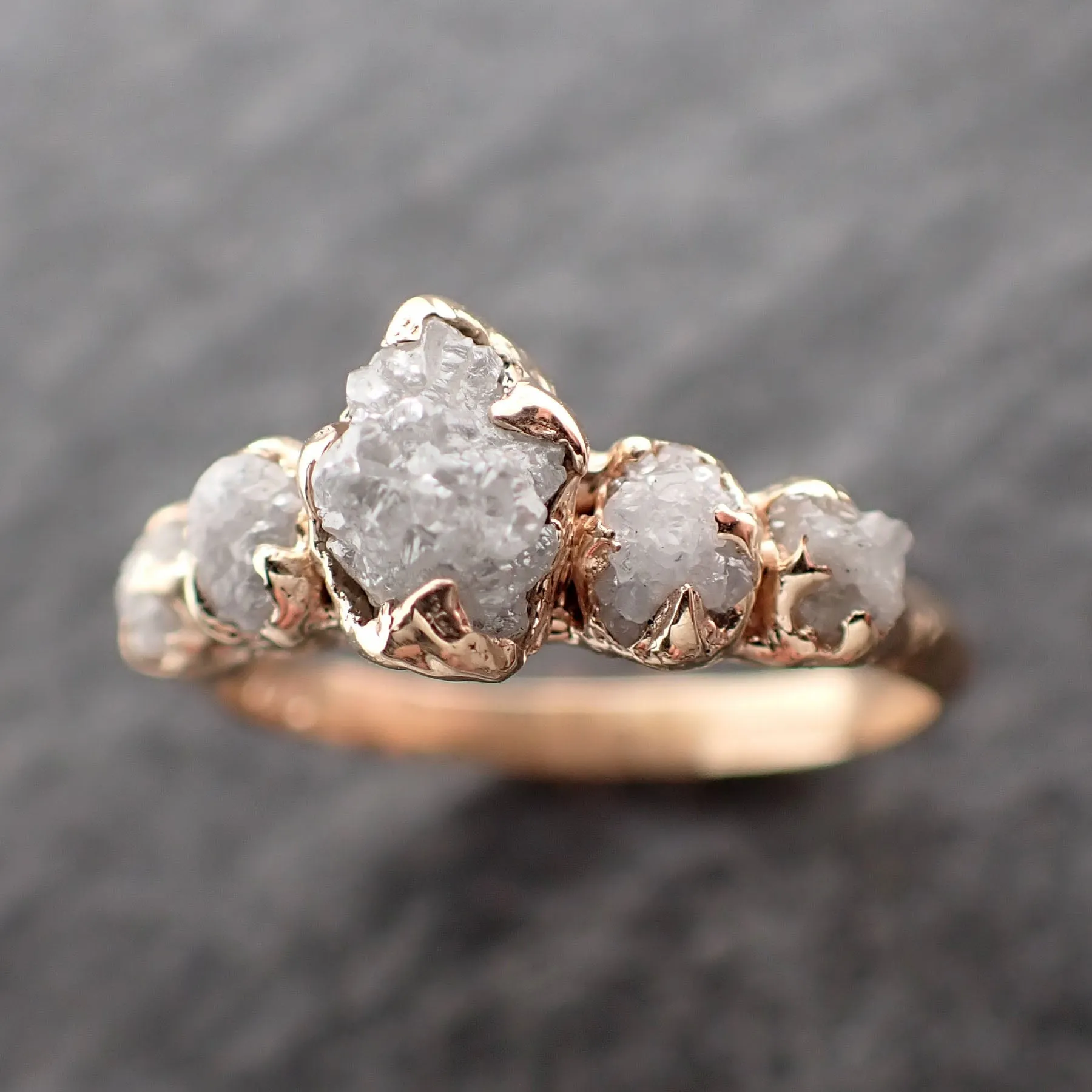 CUSTOM Raw Diamond Rose gold multi stone Engagement Ring Rough Gold Wedding Delicate Ring diamond Wedding Ring Rough C2550