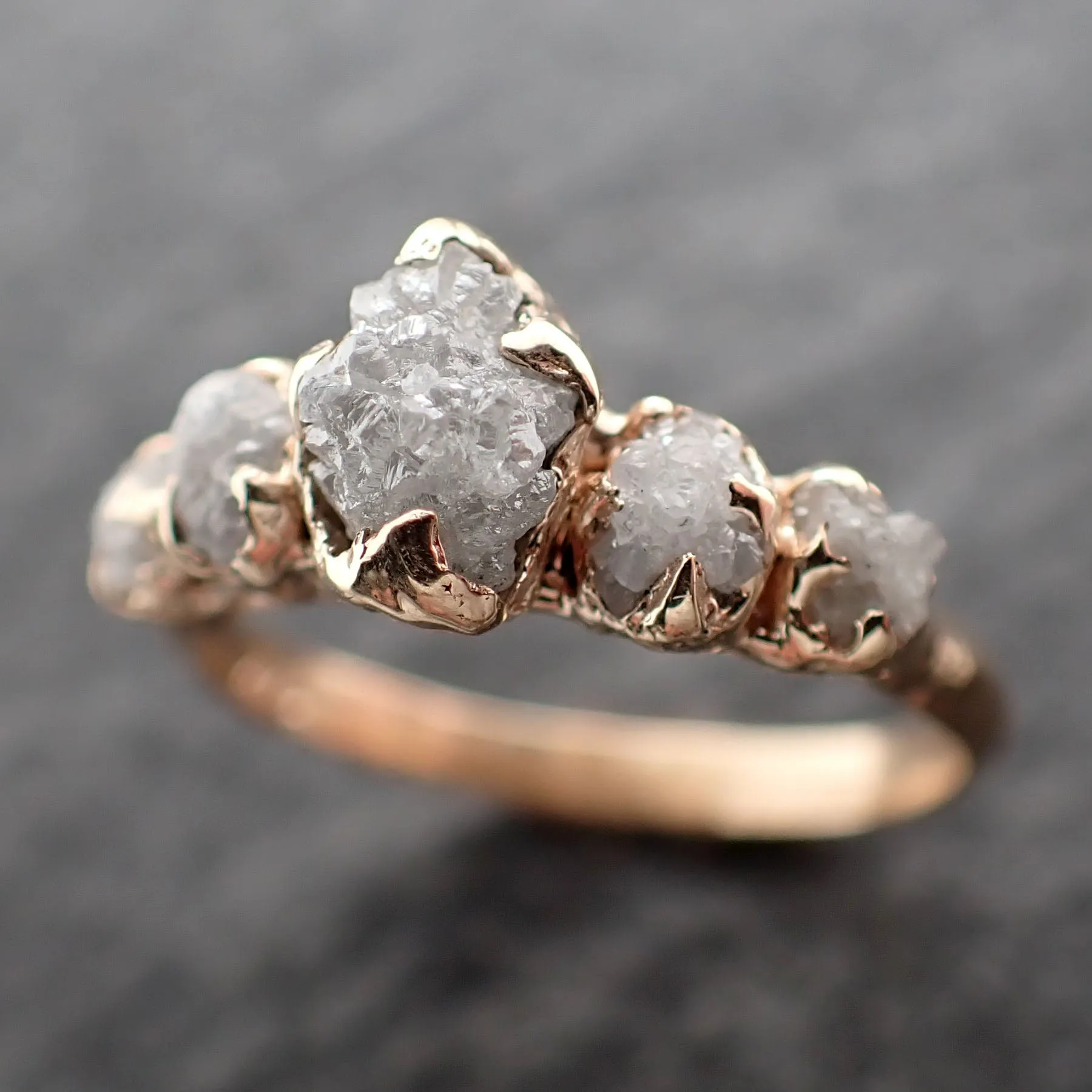 CUSTOM Raw Diamond Rose gold multi stone Engagement Ring Rough Gold Wedding Delicate Ring diamond Wedding Ring Rough C2550
