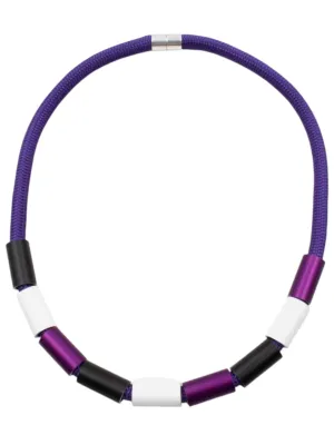 Cylinder Necklace in Purple and Black