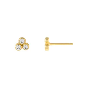 CZ Bezel Trio Cluster Stud Earring