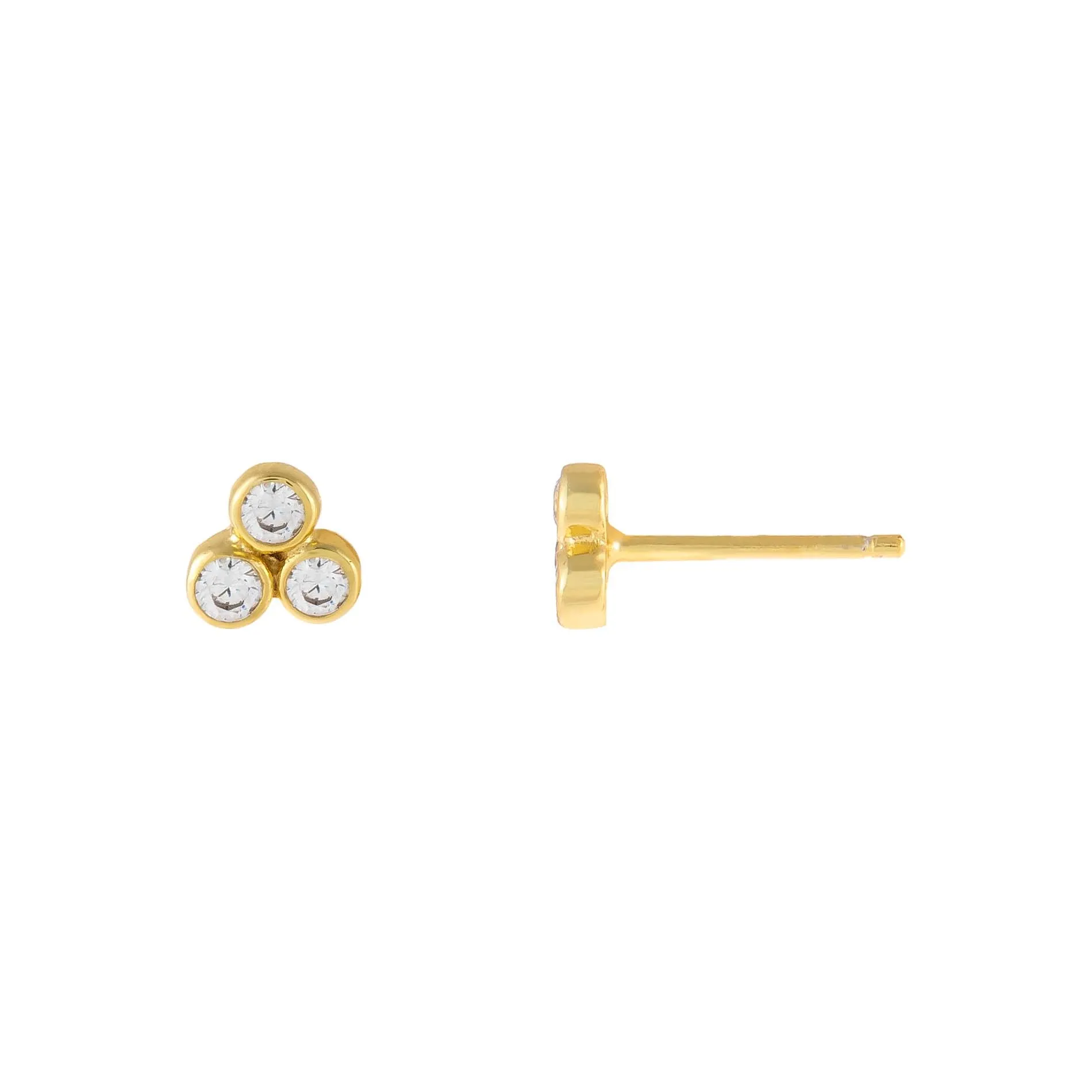 CZ Bezel Trio Cluster Stud Earring