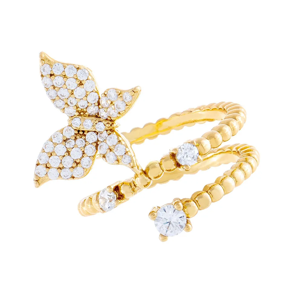 CZ Butterfly Rope Wrap Ring