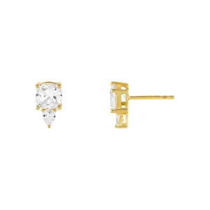 CZ Double Stone Stud Earring